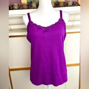 Chicos lace trimmed ribbed camisole w/ adjustable straps🦋. (3)